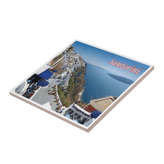 Carreau zGR074 SANTORINI Thera, Firai, Grèce, (Côté)