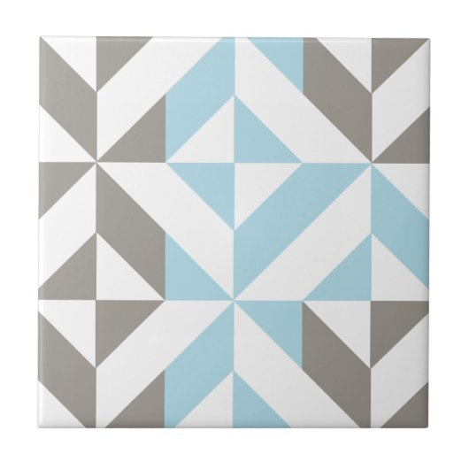 Carreau ZigZag géométrique bleu et argent (Devant)
