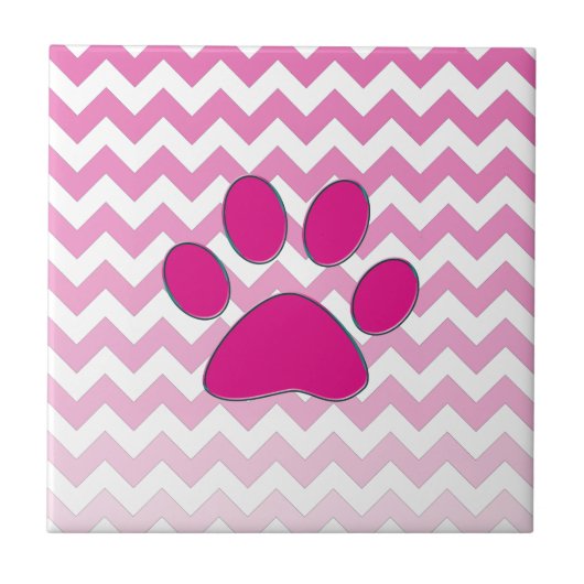 Carreau Zigzag magenta de monogramme de patte de Chevron (Devant)