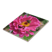 Carreau Zinnia rose et bourdon (Côté)