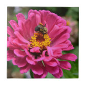 Carreau Zinnia rose et Bumble bee (Devant)