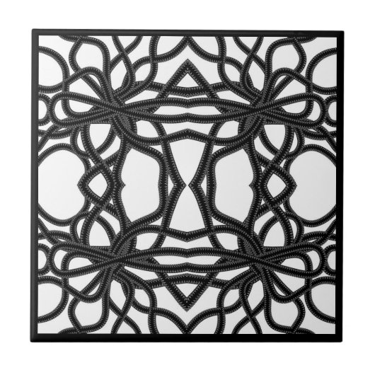 Carreau Zip Tiret noir sur blanc courbe symétrique Motif (Devant)