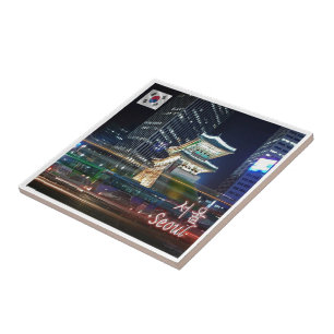 Carreau zKR007 NAMDAEMUN de nuit SEOUL, Corée du Sud,