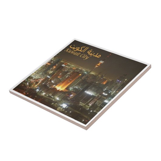 Carreau zKW006 AL KUWAIT, ville de nuit, Asie, (Côté)