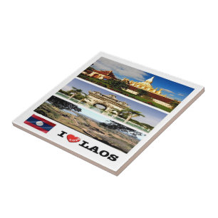 Carreau zLA011 j'aime le collage LAOS, Asie,