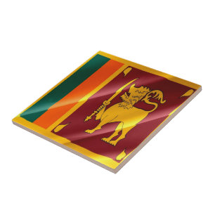 Carreau zLK002 brandissant le DRAPEAU Cingalais Sri Lanka,