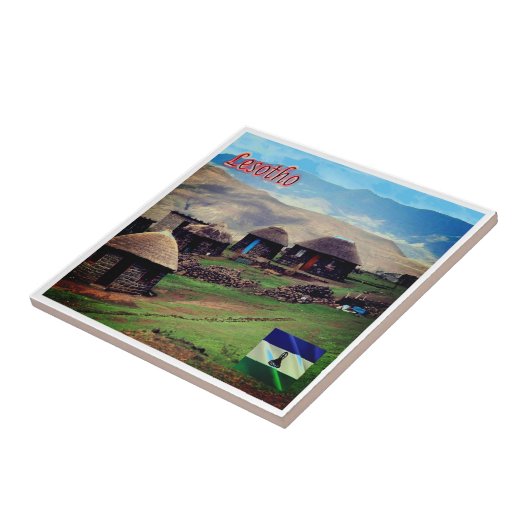 Carreau zLS012 LESOTHO, Village de montagne, Afrique, (Côté)