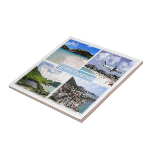 Carreau zMF003 SAINT MARTIN, Mosaïque, Amérique, (Côté)