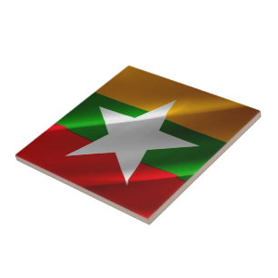 Carreau zMM002 brandissant le DRAPEAU birman Myanmar,