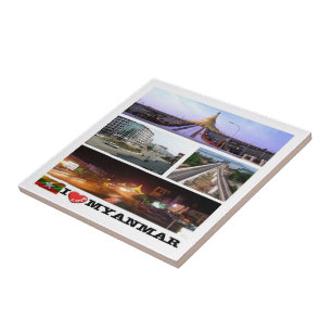 Carreau zMM005 j'aime MYANMAR, Burna, Asie,