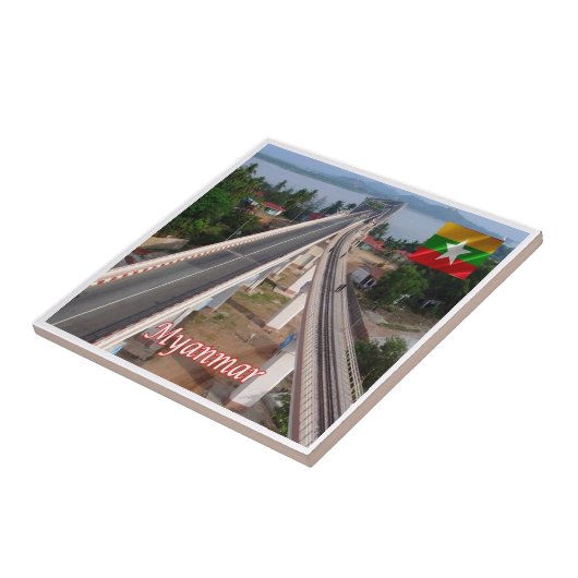 Carreau zMM006 MAWLAMYAING, Myanmar Birmanie, Asie, (Côté)