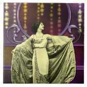 Carreau ZOHARA : Femme d'art déco en jaune et prune (Devant)