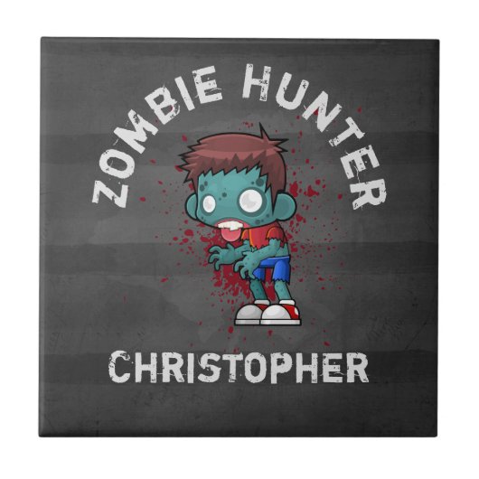 Carreau Zombie Hunter with Blood Splatter Creepy (Devant)