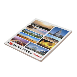 Carreau zSA009 j'aime l'Arabie saoudite collage, Asie,