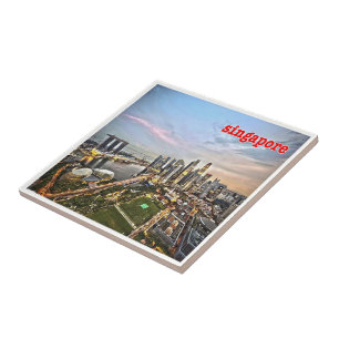 Carreau zSG009 SINGAPOUR, vue LION CITY, Asie,