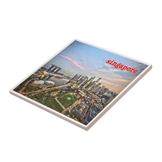 Carreau zSG009 SINGAPOUR, vue LION CITY, Asie, (Côté)
