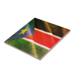 Carreau zSS002 SOUDAN DU SUD, Drapeau de la vague, Afrique