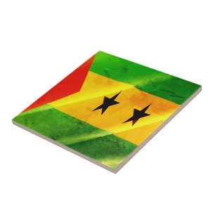 Carreau zST002 SAO TOME' et PRINCIPE, Drapeau de roulement