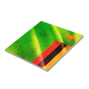 Carreau zZM002 ZAMBIA Waving Flag, Afrique,
