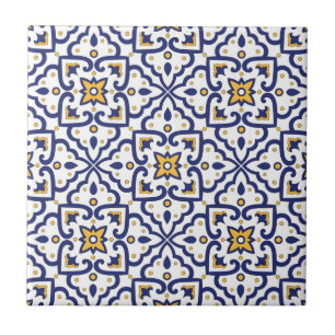 carreaux bleu marine jaune portugais