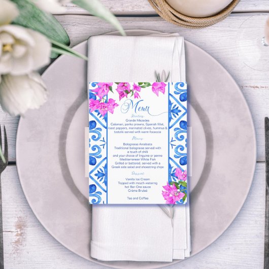 Carreaux bleus Bougainvillea Menu italien modèle