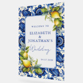 Carreaux bleus Citrons jaunes Mariage Bienvenue (Angle)