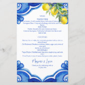 Carreaux bleus citrons vintage carte de menu itali (Dos)