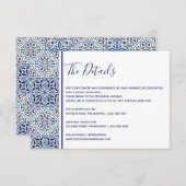 Carreaux bleus détails mariage insérer carte (Devant / Derrière)