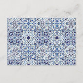 Carreaux bleus détails mariage insérer carte (Dos)