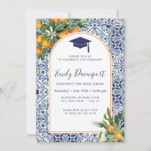 Carreaux bleus Graduation Invitation Photo sur le  (Devant)