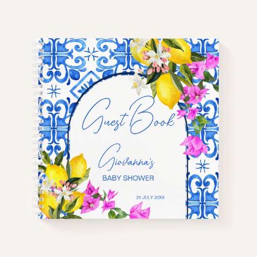 Carreaux bleus Lemons Bougainvillea livre d'or (Devant)