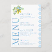Carreaux Bleus Méditerranéens Citron Mariage Carte (Devant)