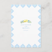 Carreaux Bleus Méditerranéens Citron Mariage Carte (Dos)