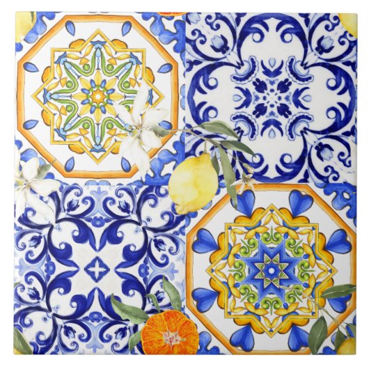 Carreaux bleus, Sicilien, majolica, art de la mosa (Devant)