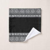 Carreaux brisés grecs mosaïque marbre noir (Gant de toilette)