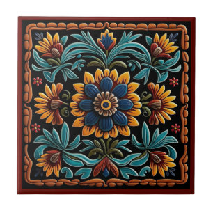 carreaux céramique de style art huichol mexicain