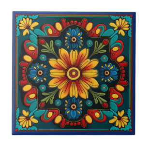 carreaux céramique de style art huichol mexicain