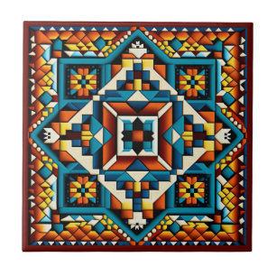 carreaux céramique de style art huichol mexicain