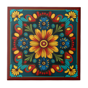 carreaux céramique de style art huichol mexicain