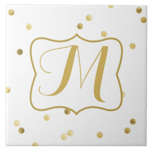 Carreaux d'affichage Monogramme Confetti Dot Gold