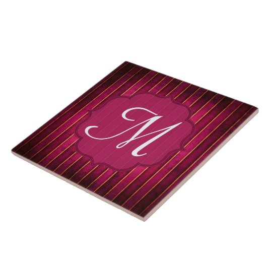 Carreaux d'affichage Monogramme moderne Raspberry (Côté)