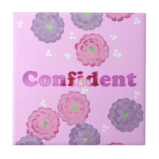 Carreaux d'affirmation rose floral confiants (Devant)