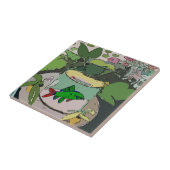 Carreaux d'art Abstrait, Poisson vert dans le bol, (Côté)