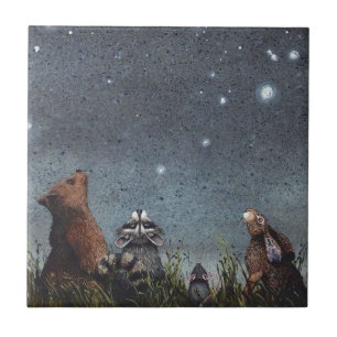Carreaux de céramique - Animaux de la forêt noctur