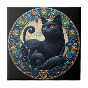 Carreaux de céramique Art Nouveau Chat Noir