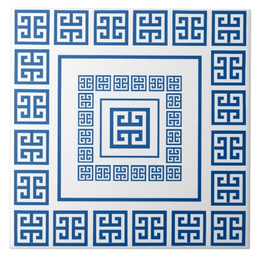 Carreaux de céramique bleu grec méandre (Devant)