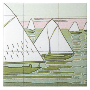 Carreaux de céramique d'art pastel nautique de voi