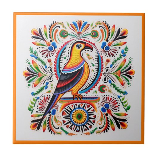 carreaux de céramique de l'oiseau huichol mexicain (Devant)