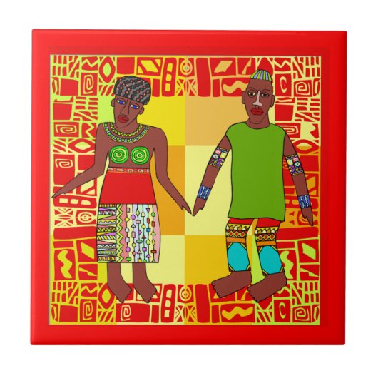 Carreaux de céramique de motif africain (Devant)