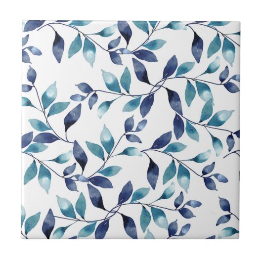 Carreaux de céramique Feuilles bleus (Devant)
